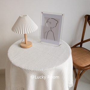 奶油风桌布纯白色蕾丝针织床头柜盖布法式ing风轻奢高级感小圆桌