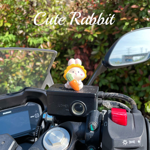 胡萝卜小兔子摩托车装饰品电瓶电动车汽车摆件车载小配件挂件公仔