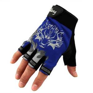 男女士山地车骑行户外现货防护半指手套夏季运动健身狼头图案手套