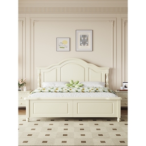 源氏木语美式轻奢实木床现代简约1.8米简欧式主卧双人大床1.5米白