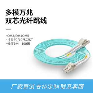 电信级OM3光纤跳线LC-LC万兆多模双芯3M/5/10/20米尾纤双工头两芯