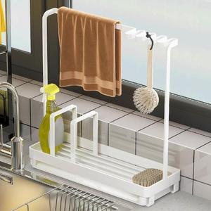 厨房洗碗布置物架抹布沥水架海绵收纳神器窗台窄款洗水槽台面毛巾