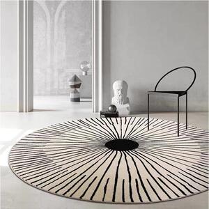 跨境圆形地毯侘寂客厅北欧抽象线条卧室床边毯圆型艺术茶几地垫