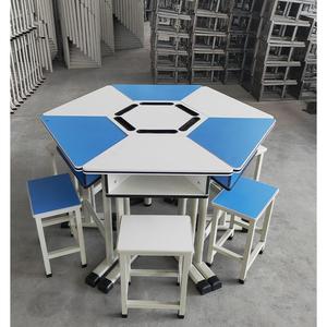 六边形电脑桌学生六角桌子梯形桌拼接组合桌创客教室桌阅览室桌椅