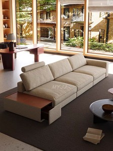 意式极简棉麻布艺沙发家用酒店创意储物高靠头组合设计师模块沙发