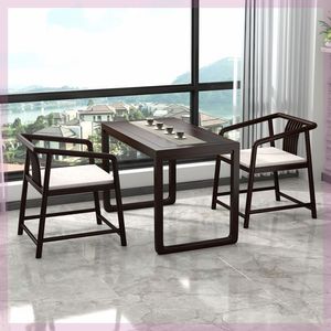 阳台小茶桌椅组合功夫休闲简约小户型仿古泡茶台现代中式老榆木