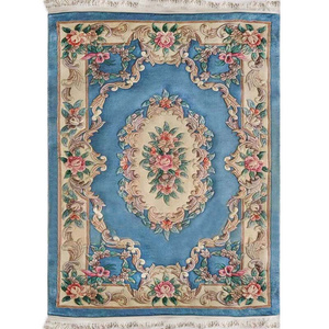 纯手工羊毛地毯蓝色中式仿古中国风古典卧室床边藏毯手工打结编织