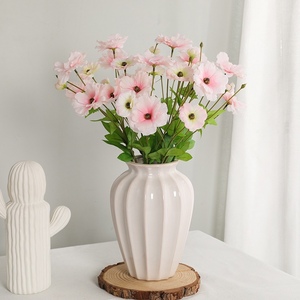 美式乡村灯笼花瓶白色陶瓷复古插花摆件创意粗陶台面陶罐鲜花花瓶
