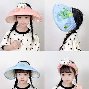 防晒贝壳帽宝宝2-8岁卡通图案遮挡紫外线外出无空顶帽发箍帽印花