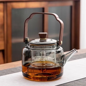 加厚耐高温烧水壶煮茶壶玻璃茶壶大容量电陶炉煮茶提梁壶蒸茶壶