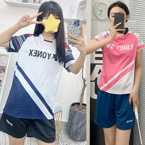 2024粉色yonex/尤尼克斯羽毛球上衣男女速干T恤短袖运动定制队服