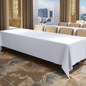 酒店会议桌布活动布置展会长方形长桌商务白色桌套定制高级感台布