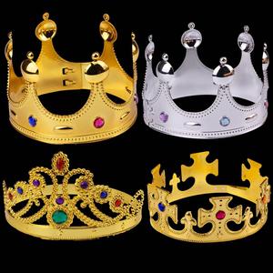 国王皇冠万圣节儿童舞会装扮电镀塑料皇冠权杖派对用品生日头饰帽