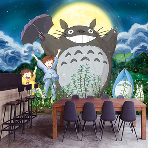 儿童房宫崎骏卡通龙猫墙纸立体墙布卧室客厅动漫背景装饰自粘壁纸