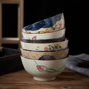 创意餐厅复古陶瓷餐具中式手绘祥云龙纹面碗商用敞口碗釉下彩小碗