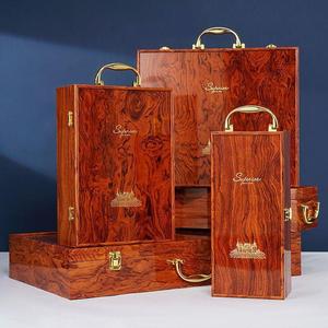 仿红木木盒红酒盒子双支2支装包装盒木质红酒礼盒包装盒