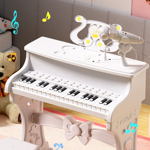 费雪儿童钢琴玩具电子琴小女孩初学多功能可弹奏话筒3宝宝1一周岁