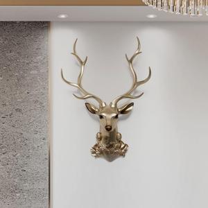 招财北欧简约创意乔迁招财鹿头墙壁挂件客厅餐厅玄关墙面装饰壁饰