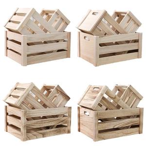 实木木框箱收纳木条箱子超市陈列展示长方形木箱装饰道具木筐定制