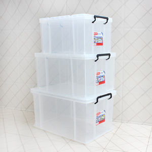Jeko透明收纳箱塑料储物箱加厚有盖整理箱学生宿舍大号周转箱