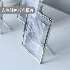 轻奢金属相册摆台水晶现代简约相框玻璃透明6寸7寸8寸10寸高级感