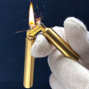 ZIPPO联名复古煤油打火机黄铜创意细一根双截棍子迷你个性香烟型