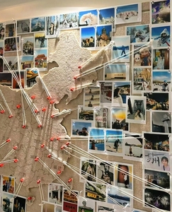 .地图照片墙毛毡墙贴中国旅行足迹记录标记墙打卡背景墙旅游相册