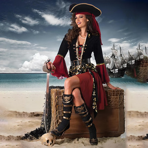 万圣节服装化妆舞会红海盗cos杰克船长成人女加勒比海盗演出衣服