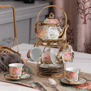 下午法式套装茶杯欧式}茶壶英式美式花咖啡杯小复古陶瓷碟茶点心
