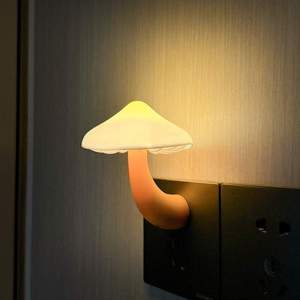 睡眠感应卧室床头小夜灯插电款,光控氛围蘑菇夜间感应insled灯礼