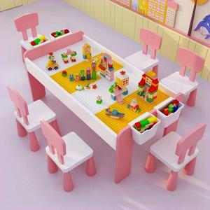儿童益智积木桌子多功能宝宝拼插积木兼容樂高大小颗粒拼装玩具桌