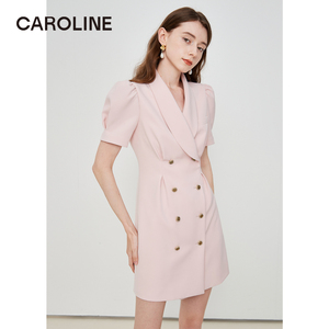 CAROLINE卡洛琳2022春季新款通勤OL短款收腰西装连衣裙ECRCAB55