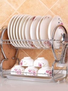 厨房柜子里放碗架子多功能立体台面沥水立碗架置物架厨户收纳尉房