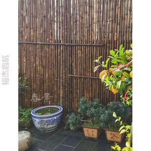 !农家乐碳化庭院栅栏围栏挡户外护栏隔断装饰花园竹篱笆竹子围墙