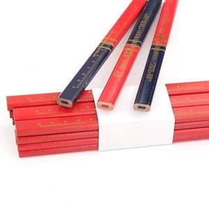 木工铅笔扁头装修黑芯加长特种记号笔八角红芯红蓝划线笔
