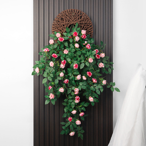 玫瑰假花藤条蔓壁挂缠绕空调水管道遮挡装饰客厅吊顶塑料吊花植物
