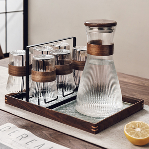IKEA宜家中式玻璃杯子家用耐高温茶杯水壶套装喝水杯客厅家庭待客