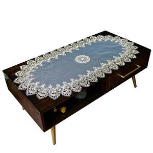 茶几桌布长方形茶几垫家用透明防尘盖布网纱桌面装饰布蕾丝餐桌垫