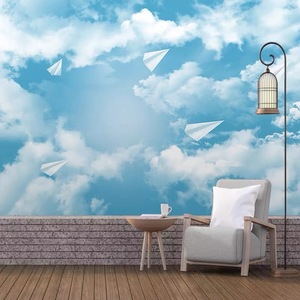 蓝天白云风景壁纸定制天花板吊顶墙布儿童房卧室客厅背景装饰壁画