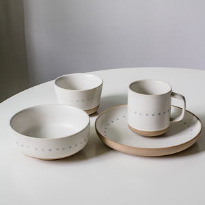 目外一人食家用陶瓷餐具手绘精致碗碟杯子小碗4件套复古创意餐厅