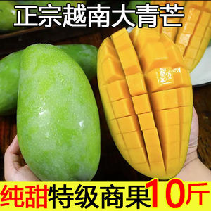 现摘新鲜越南大青芒甜芒10斤装整箱青皮金煌芒果当季超大水果包邮