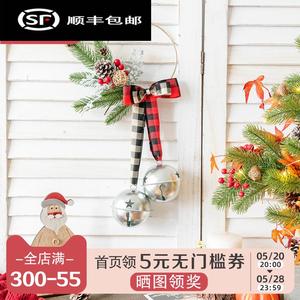 日式 圣诞蝴蝶结铃铛客厅屋内墙面装饰 店铺房间门绿植挂件小花环