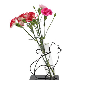 铁艺花瓶玻璃管加桌面客厅干鲜花水培花插瓶摆件餐桌办公室花瓶架