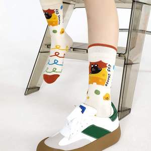新款白色卡通可爱个性女士袜子夏天居家休闲防滑地板袜运动袜