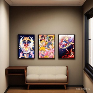 动漫装饰画日本卡通日漫美少女战士Sailor Moon水冰月实木框海报