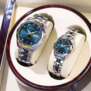 瑞士正品阿玛尼机械表情侣手表一对超薄奢华时尚钨钢防水男女表