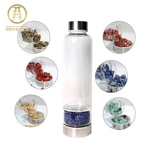 东海天然水晶碎石石英304能量宝石玻璃水瓶运动茶杯跨境热销