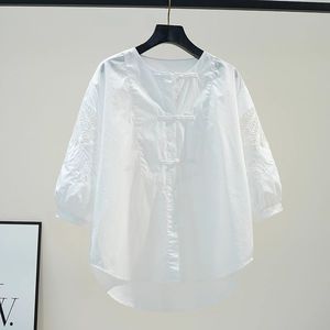 欧洲站白色纯棉镂空衬衫女设计感小众2024新款夏宽松显瘦衬衣上衣
