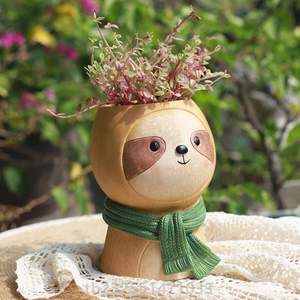 精致多肉#小狮子花盆造型树懒大创意可爱动物花瓶熊猫口径盆栽北