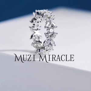 MUZI MIARACL铜合金锆石耳饰设计师款时尚耳环925银针